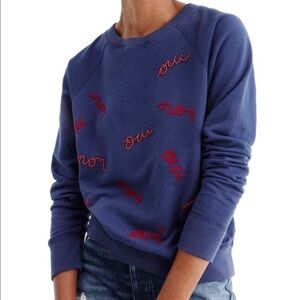 J. CREW Blue Oui Non Embellished Sweatshirt XS